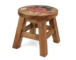 Stolička dřevěná dekor dinosaurus - II. jakost