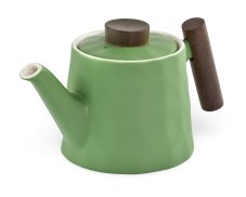 Porcelánová konvička Pepino, zelená, dřevěná úchytka, 500 ml