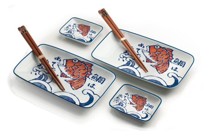 Čínský porcelánový set na sushi Sakana 4 ks