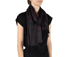 Šátek Óm viskóza 180cm x 65cm černo-fialová