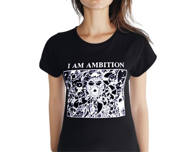 Dámské triko I AM AMBITION, bavlna, černá, L