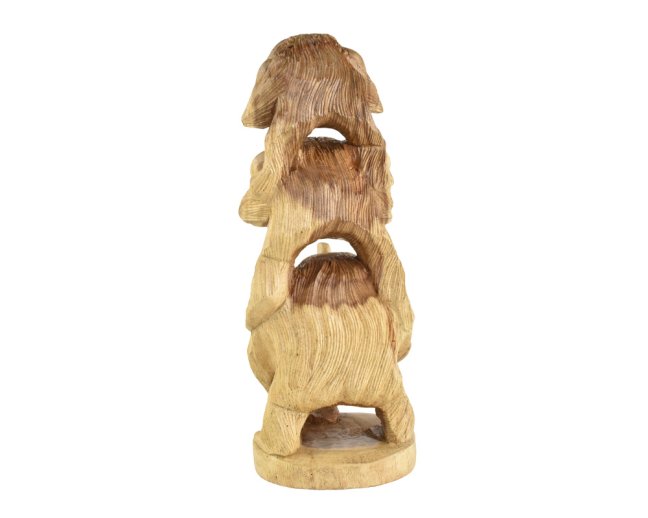 Dřevěná soška Tři moudré opice 40 cm - var. C - dvoubarevná