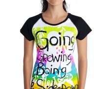 Dámské triko BE LOVED, bílo-černé, barevný text