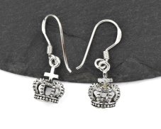 Stříbrné náušnice visací - Korunka