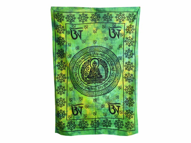 Přehoz jednopostel, Buddha, zelená batika II.jakost