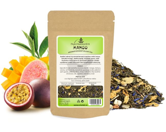 Zelený aromatizovaný čaj Mango - Gramáž čaje: 1000 g