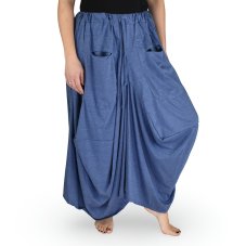 Sukně dlouhá YANI s kapsami, jednobarevná, modro-šedá
