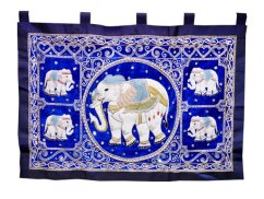 Nástěnný obraz Elephant, perličky, světle  modrý, sloni