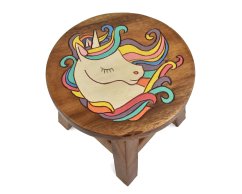 Stolička dřevěná dekor jednorožec