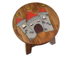 Stolička dřevěná dekor hrad - II. jakost