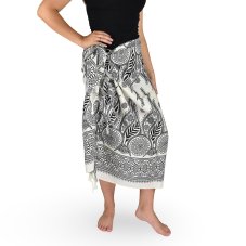 Sarong - Pareo BUN, zahrada, ivory, černý vzor, II. jakost