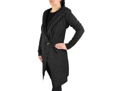 Kardigan JUNTA, kapuce s ozdobou, černé žíhání