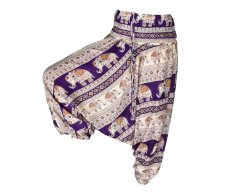 Kalhoty Aladin Thai, fialové, sloni, M