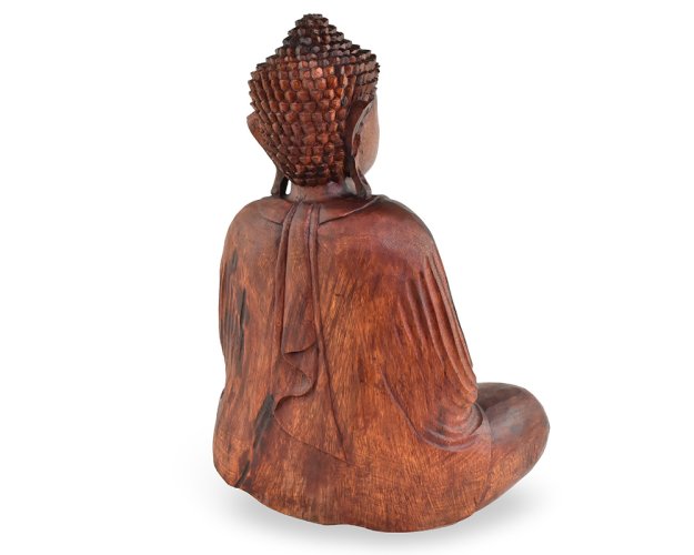 Dřevěná soška Buddha 50 cm tmavá - Dhyana Mudra - meditace