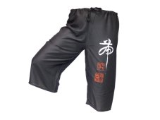 Kalhoty Nippon krátké, bavlna, šedé, kaligraf tygr