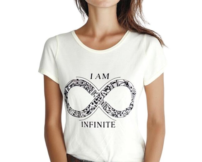 Dámské triko I AM INFINITE, bavlna, krémová - Velikost: XL