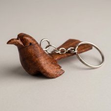 Klíčenka dřevo - ptáček 9 cm