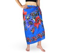 Sarong - Pareo REN, multicolor ibišek, sv. modrá