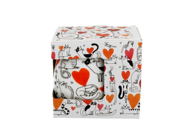 Hrnek na bylinky KOČKY A SRDCE 400 ml II. jakost