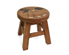 Stolička dřevěná dekor slon - II. jakost