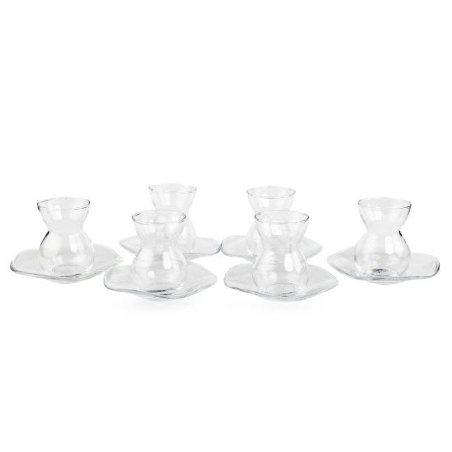 Set tureckých sklenic s podšálky " Dantel " 12 ks