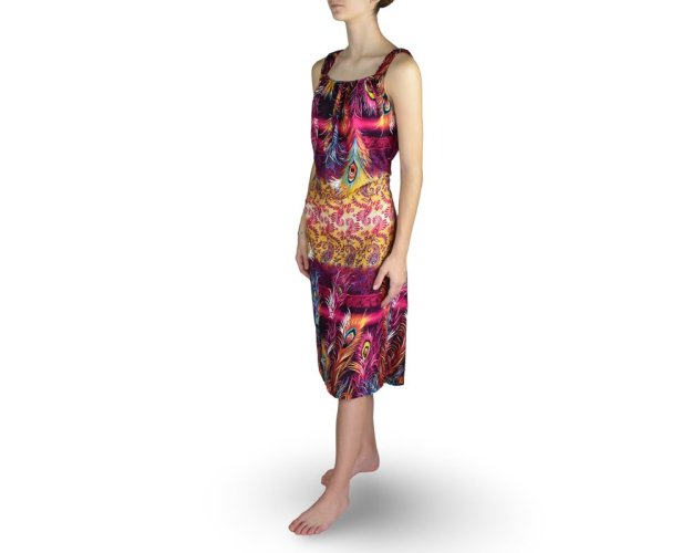 Dámské šaty SUPHANSA, paví pera, růžové, II. jakost
