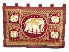 Nástěnný obraz Elephant, flitry, vínový, červený podklad