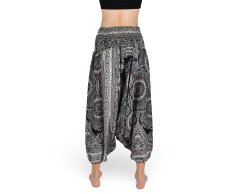 Harémové kalhoty aladin NATSU, multicolor mandala, černá, bez šňůrky