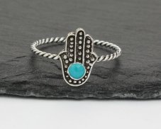 Stříbrný prsten splétaný, Hamsa