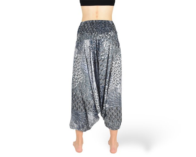 Harémové kalhoty aladin NATSU, multicolor patchwork, šedá, bez šňůrky, tmavý pas