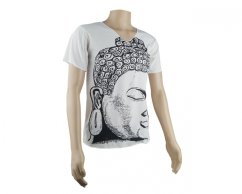 Pánské triko NIDHI s potiskem, Buddha, krémové, vel. M