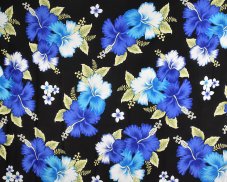 Sarong - Pareo REN, Hibis velký, černý, modrý květ, II. jak.