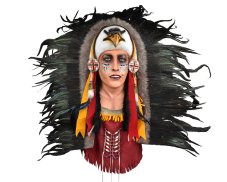 Závěsná dekorace Indiánská náčelnice s orlem 120 cm - var. A