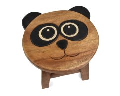 Stolička dřevěná dekor medvěd