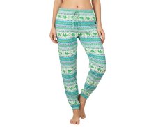 Kalhoty Joga WIN , bavlna, béžové, zelení sloni
