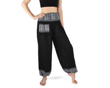 Kalhoty jóga PABITRA, černé, šedý egyptský vzor