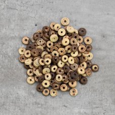 Korálky dřevěné placky natural velké, 25 g