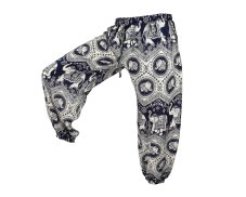 Kalhoty Joga WIN , viskóza, modré, béžoví sloni