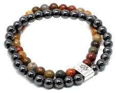 Náramek dvojitý magnetický, jaspis picasso