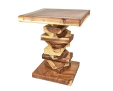 Dřevěný vyřezávaný stůl Natural Books 77 cm