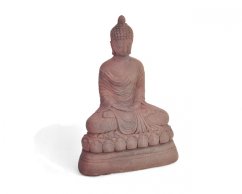 Betonová socha Buddha Dhyana Mudra podstavec malý červený 38 cm