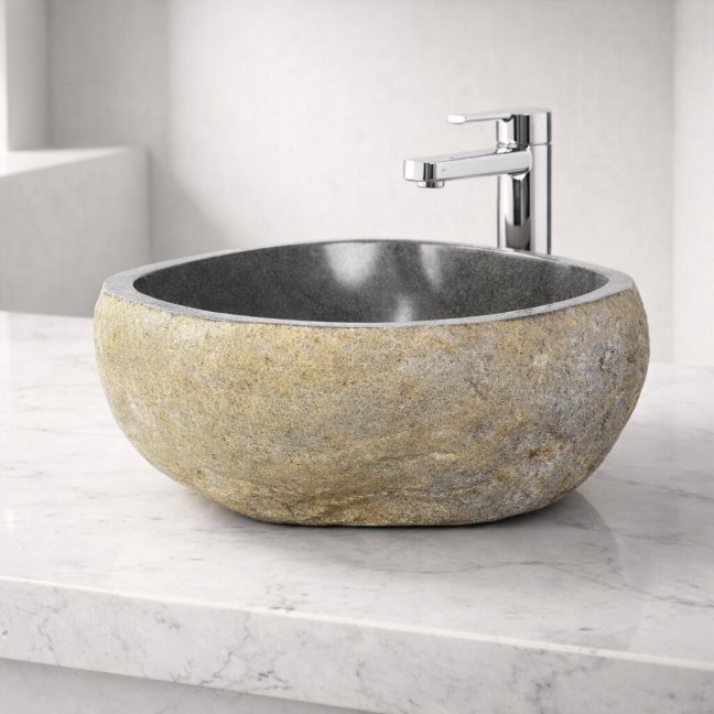 Umyvadlo říční kámen 38 x 37 cm, var. C