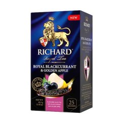 Černý aromatizovaný čaj Richard Royal Blackcurrant & Golden Apple (25 sáčků) 42,5 g