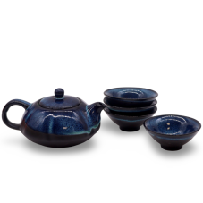Keramická čajová souprava - Modrá
