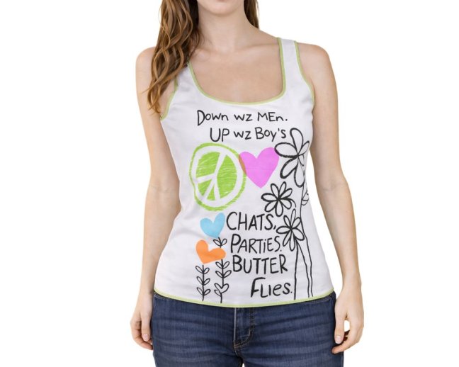 Dámské tílko BE LOVED, peace, bílé