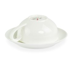 Porcelánový šálek Sabine s podšálkem, bílý, 180 ml