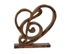 Dřevěná dekorace Music Heart 23 cm