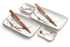Čínský porcelánový set na sushi Sakura 4 ks - II. jakost