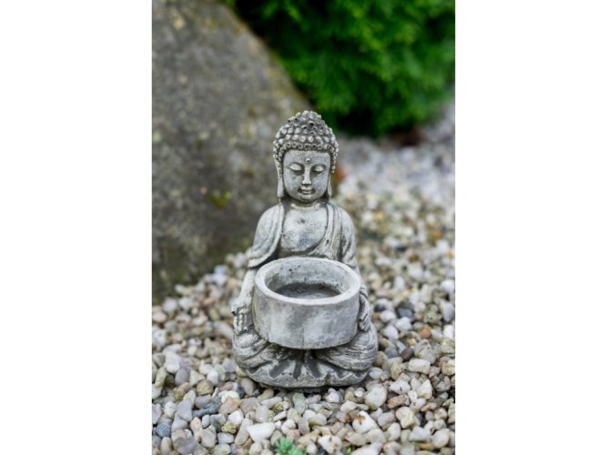 Zahradní betonová dekorace - Buddha - čajová svíčka