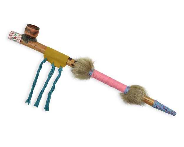 Dřevěná dekorace Indiánská dýmka míru - 60 cm - var. R